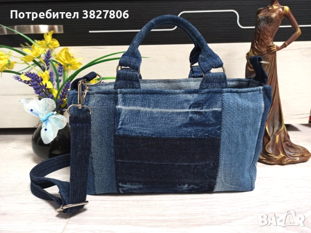 Ръчно изработена малка дънкова чанта, снимка 3 - Чанти - 51501187