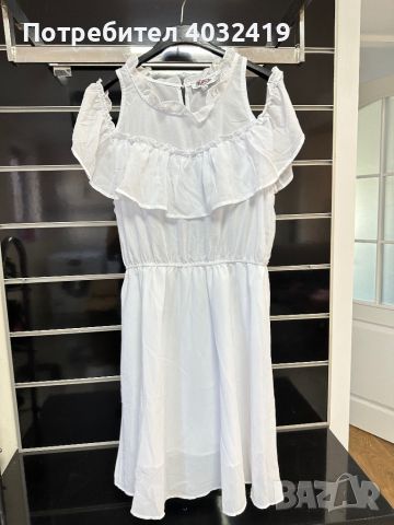 Дамска ефирна рокля в бяло , снимка 1 - Рокли - 46406830