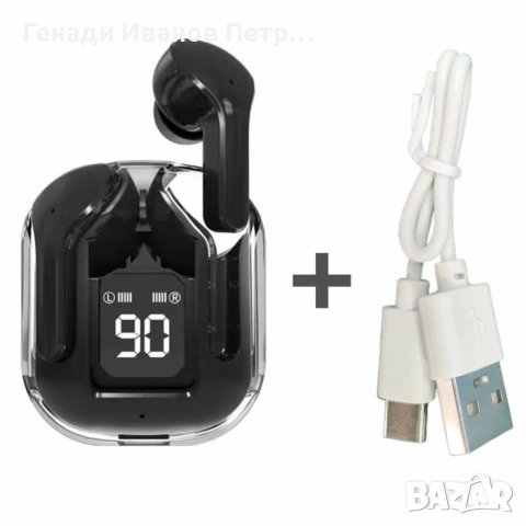 Безжични Bluetooth слушалки с LED дисплей и вграден микрофон, снимка 4 - Безжични слушалки - 53594831