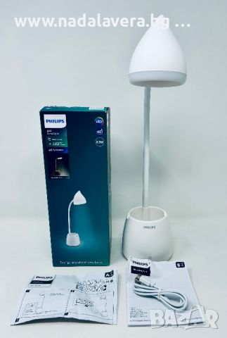 Лампа LED Philips HAT 4,5W, Димируема, 3000/4000/5700 К, снимка 2 - Настолни лампи - 46581615