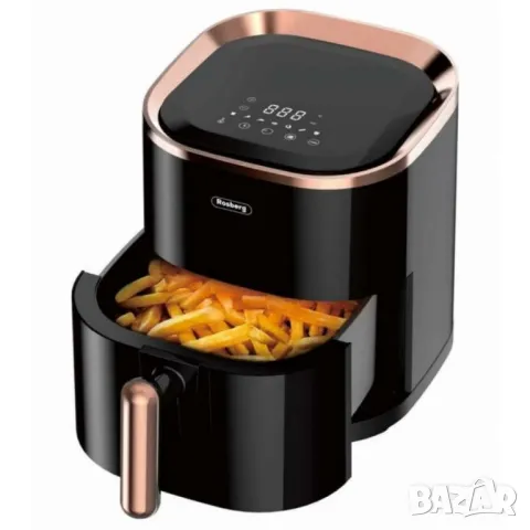 Фритюрник AirFryer, 1200W, 3.5л., горещ въздух, LED дисплей, таймер, до 200°С, черен, снимка 5 - Други стоки за дома - 47230926