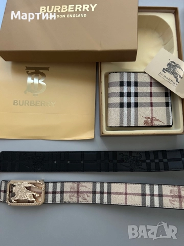 Колан и портфейл Burberry, снимка 7 - Колани - 51693642