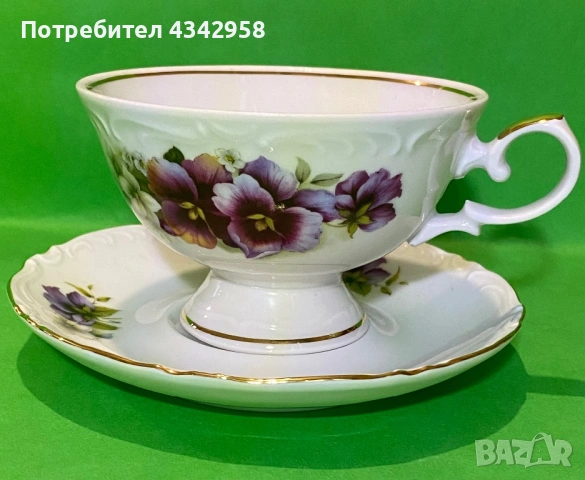 Винтидж порцеланова чаша с чинийка Vohenstrauss Johann Seltmann Bavaria Germany., снимка 3 - Антикварни и старинни предмети - 53380957