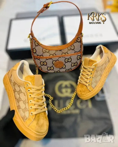 дамски комплекти чанта и маратонки gucci , снимка 4 - Чанти - 48360731