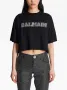 BALMAIN Black Crystal Logo Cropped Дамска Тениска size XS, снимка 1