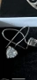 Сребърен комплект – колие и обеци със сърцевидни кристали, снимка 3