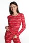 Червена коледна дамска пижама  със снежинки, снимка 5