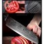 8 ИНЧА С КУТИЙКА  Кухненски нож професионален от японска дамаскова стомана, снимка 4