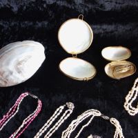 Колиета от речни перли и голяма седефена мида-кутия седеф и др, снимка 4 - Бижутерийни комплекти - 45854381