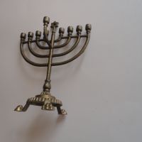 Старинен бронзов еврейски свещник , снимка 4 - Колекции - 45239758