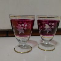 Стари соц чаши за ракия от цветно стъкло,  тънкостенни , снимка 10 - Чаши - 45405362