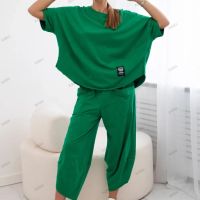 Дамски памучен комплект блуза + панталон, 3цвята , снимка 8 - Комплекти - 45670203