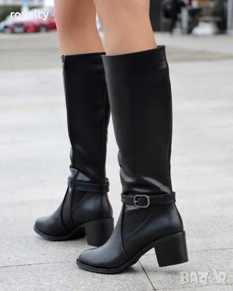 Ботуши на ток - черна кожа , снимка 1