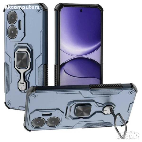 Xiaomi Poco F7 5G / Redmi Turbo 4 Pro 5G Удароустойчив Rotatable Ring Holder /Kickstand PC + TPU Кал, снимка 1