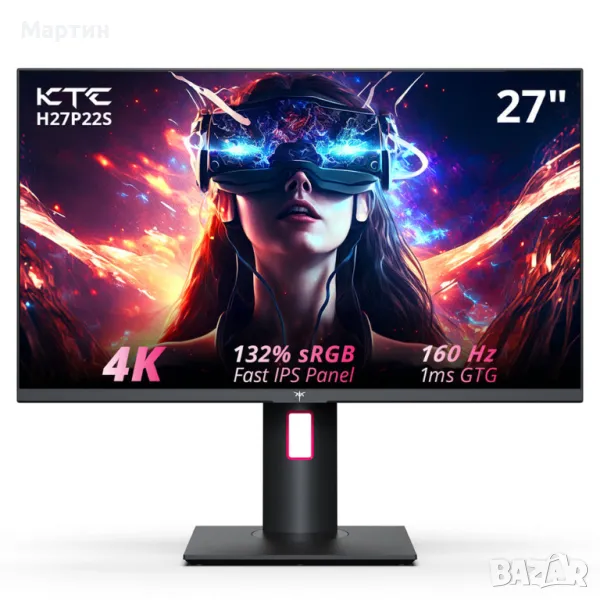 Монитор KTC' 27", 4K, 160Hz, 1ms, G-Sync, HDR400, HDMI 2.1, снимка 1