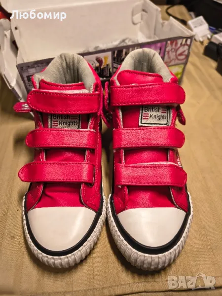 детски кецове с лепенки British Knights Roco Fold Over Kids Trainers червени 32 н, снимка 1