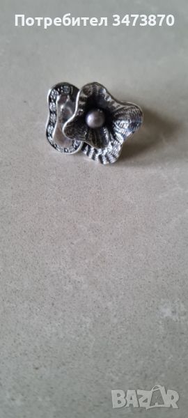 Авторски сребърен пръстен с перла , снимка 1