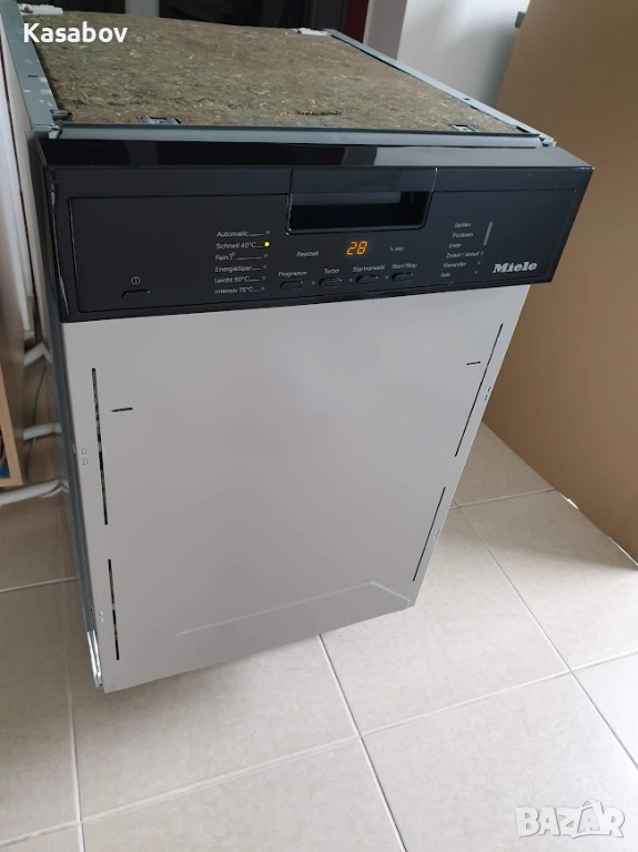 45см - Черно Miele Съдомиялна - 9 Комплекта - Частично Вграждане Тясна, снимка 1