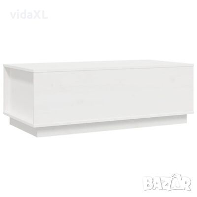 vidaXL Кафе маса, бяла, 100x50x35 см, бор масив（SKU:813421, снимка 1