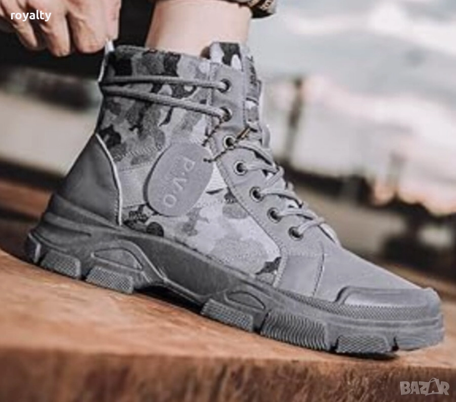 Мъжки Сиви Боти с Камуфлаж , снимка 1