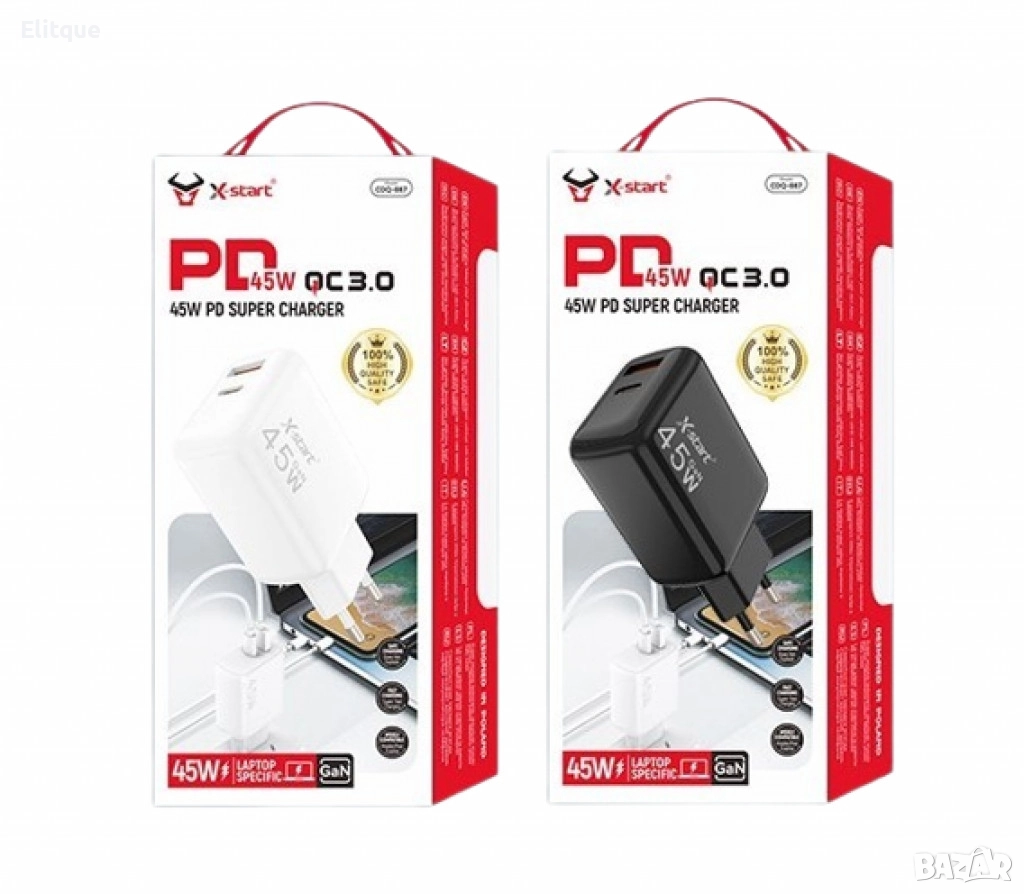 Зарядно за бързо зареждане Type-C+USB-A, снимка 1