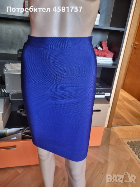 Бандажна права пола в кобалтово синьо, снимка 1