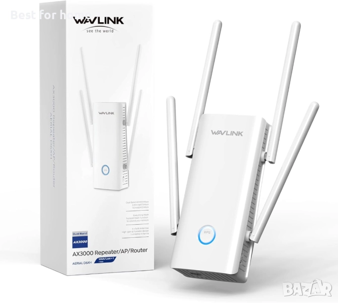 WAVLINK AX3000 WiFi 6 Extender - Интернет разширител, WiFi усилвател с 5 антени, снимка 1