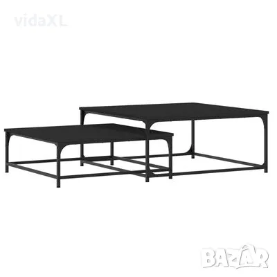 vidaXL Стифиращи кафе маси, 2 бр, черни, инженерно дърво（SKU:832818）, снимка 1