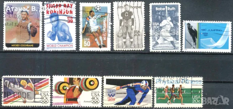 10 Клеймовани марки Спорт МИКС 1983 - 2006 от САЩ, снимка 1