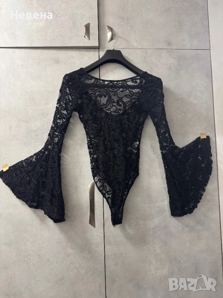 Блуза Боди дантела черен цвят  S-M, снимка 1