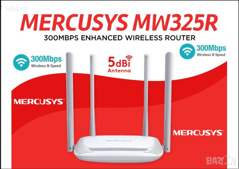 Wi-Fi Рутер Mercusys MW325R 300 Mbits , снимка 1