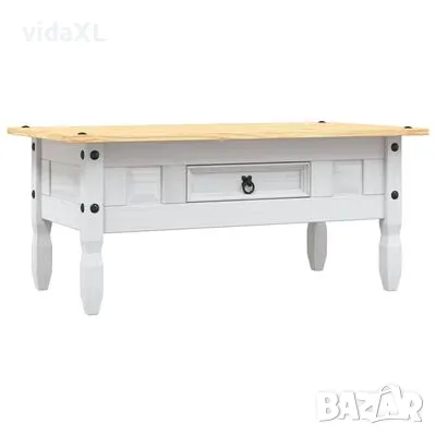 vidaXL Маса за кафе, мексикански бор, стил Корона, бяла, 100x55x44 cм(SKU:282626), снимка 1