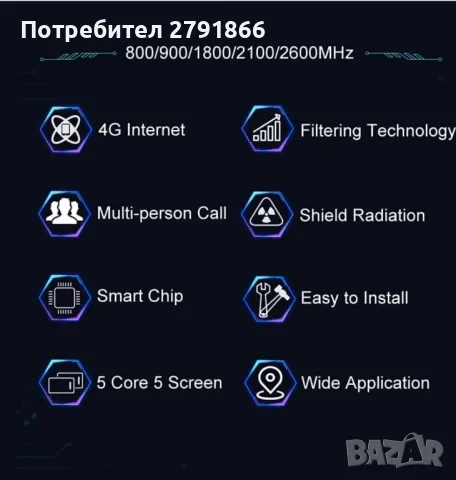 KKBSTR 4G усилвател на мобилен сигнал с повторител, 5 ленти 800/900/1800/2100/2600MHz, снимка 3 - Други - 47862847