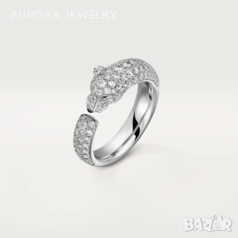 CARTIER Panthere de Cartier White Gold Paved Diamonds Дамски Пръстен, снимка 10 - Пръстени - 52821446