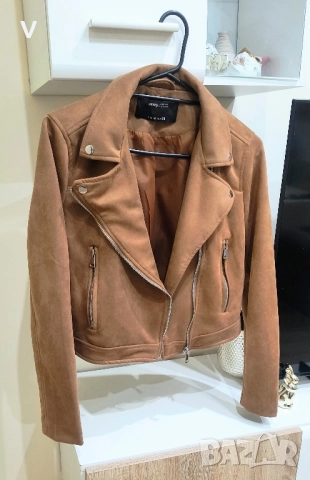 Нови дрехи Junona Юнона карамелено дълго зимно яке с пух топ бюстие кожен панталон клин , снимка 4 - Якета - 52414628