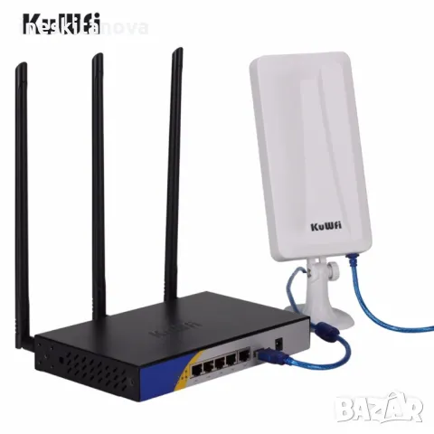 WiFi рутер и външна антена за прихващане и излъчване на WiFi сигнал. Цена : 87 лв, снимка 1 - Рутери - 48196161