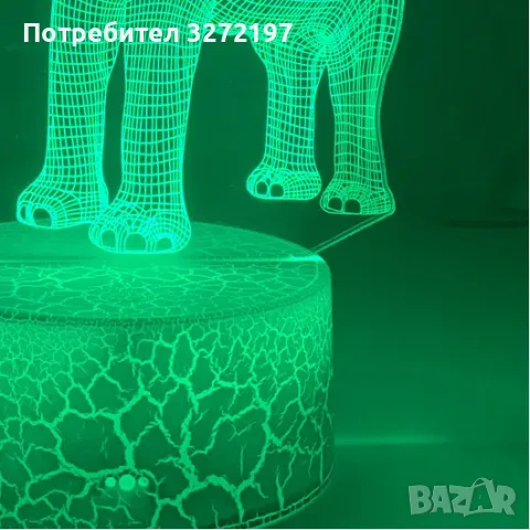 Холограмна 3D LED лампа Слон-дистанционно управление 16 цвята+други режими на управление, снимка 11 - Настолни лампи - 49504588