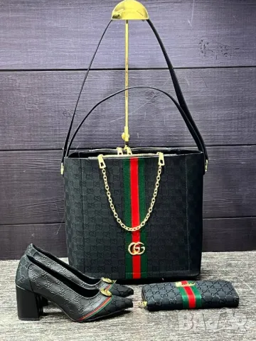 дамски комплект чанта, портмоне и обувки на ток/ маратонки / чехли gucci , снимка 10 - Чанти - 48255517