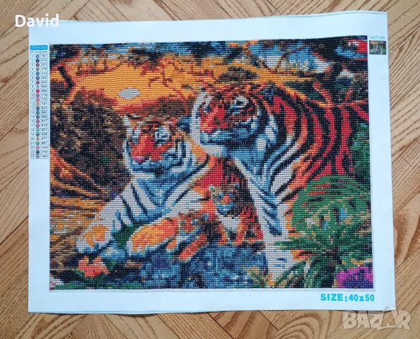 Диамантен гоблен с тигри, снимка 1 - Гоблени - 45982266