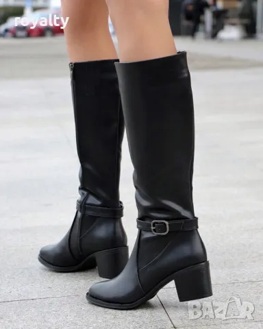 Ботуши на ток - черна кожа 