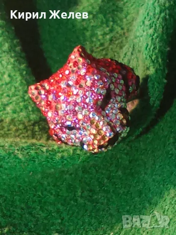 ФИГУРАЛЕН СКЪПОЦЕНЕН СРЕБЪРЕН ПРЪСТЕН РОДИРАНО СРЕБРО 925 СЛАДКА МУЦУНКА ЛЕОПАРД 33672, снимка 16 - Пръстени - 49427685