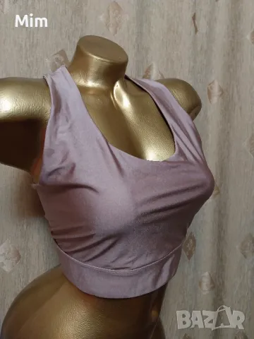 L Спортно бюстие от еластичен сатен пепел от рози , снимка 2 - Спортни екипи - 49734993