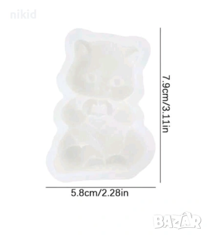 Коте котенце котка със сърце с лапи силиконов молд форма фондан шоколад гипс смола декор, снимка 2 - Форми - 54240597