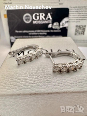 Сребърни обеци с мойсанит (Диамант) 1 карат, снимка 11 - Обеци - 54062440