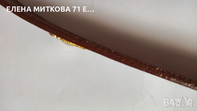 Кафяв колан от дебела естествена кожа и масивна метална тока и декорация в златисто, снимка 10 - Колани - 53738531