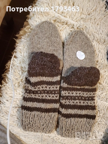 Ръчно плетени мъжки чорапи от вълна размер 44, снимка 5 - Мъжки чорапи - 50813391
