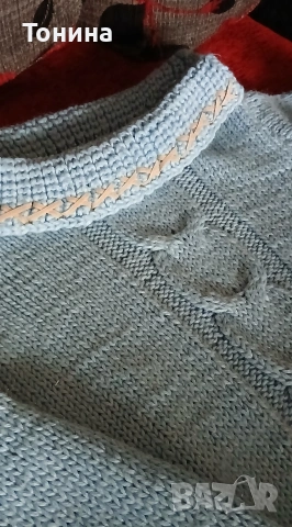 Дамски пуловер ръчно плетиво , снимка 5 - Блузи с дълъг ръкав и пуловери - 54031952