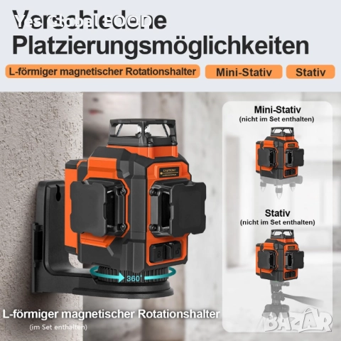 TakamineTech 3D зелен лазерен нивелир 12 линии с дистанционно, снимка 4 - Измервателни инструменти - 52332459