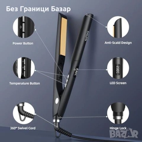 Нова йонна Титаниева преса и маша 2 в 1 бързо загряване 30 сек за коса, снимка 7 - Преси за коса - 53876693