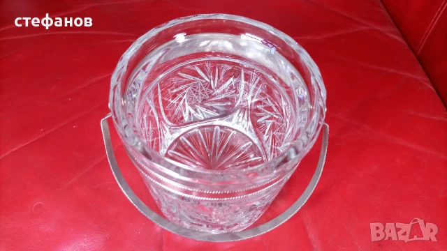 Кристална ледарка с дръжка, снимка 3 - Прибори за хранене, готвене и сервиране - 51356298